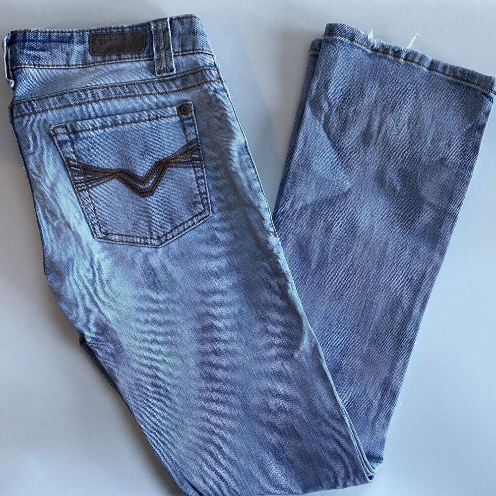 Harley Davidson Jeans Size 4 Low Rise Distressed Under Seat Light Wash